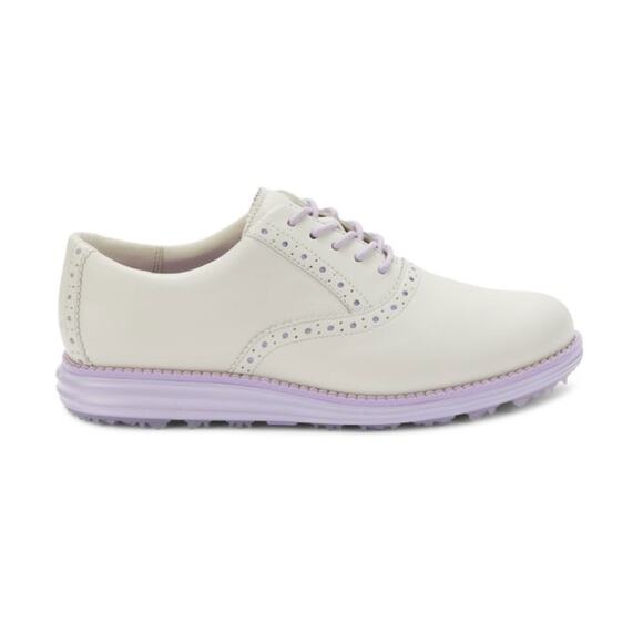 Cole Haan Womens Shortwing Leather Golf Shoes Silver Birch Lavender Size 8.5 NIB